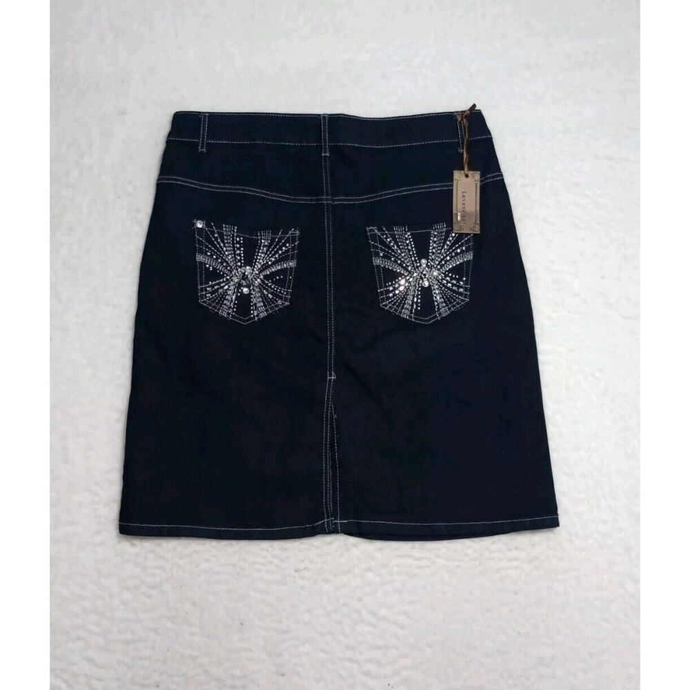 Lovesweet Women's Size 16 Black Denim Straight Knee-length Skirt New